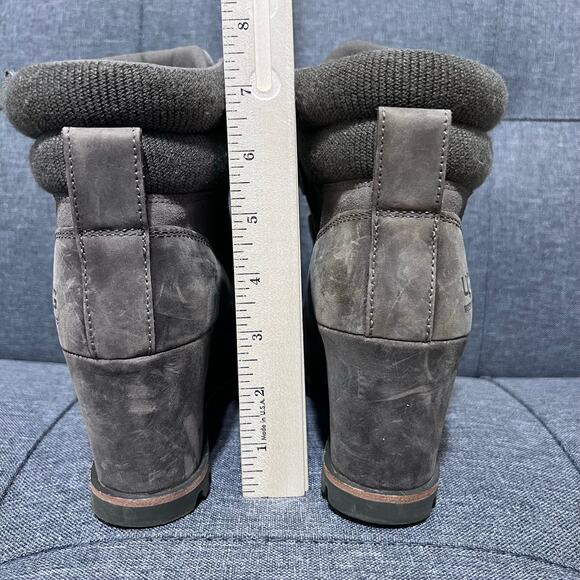 Ugg Wedge Boot Women 7 Mole Brown Kriston Nubuck Leather Waterproof - Picture 6 of 9